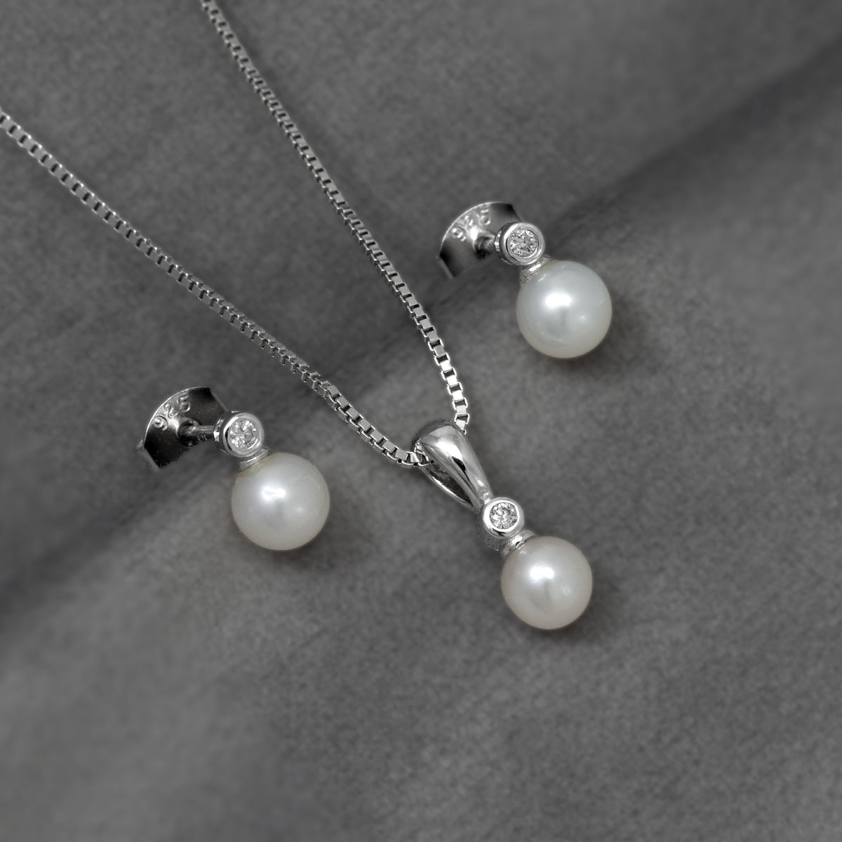 Sterling Silver, Freshwater Pearl & 0.015 Carat Lab Grown Diamond Pendant