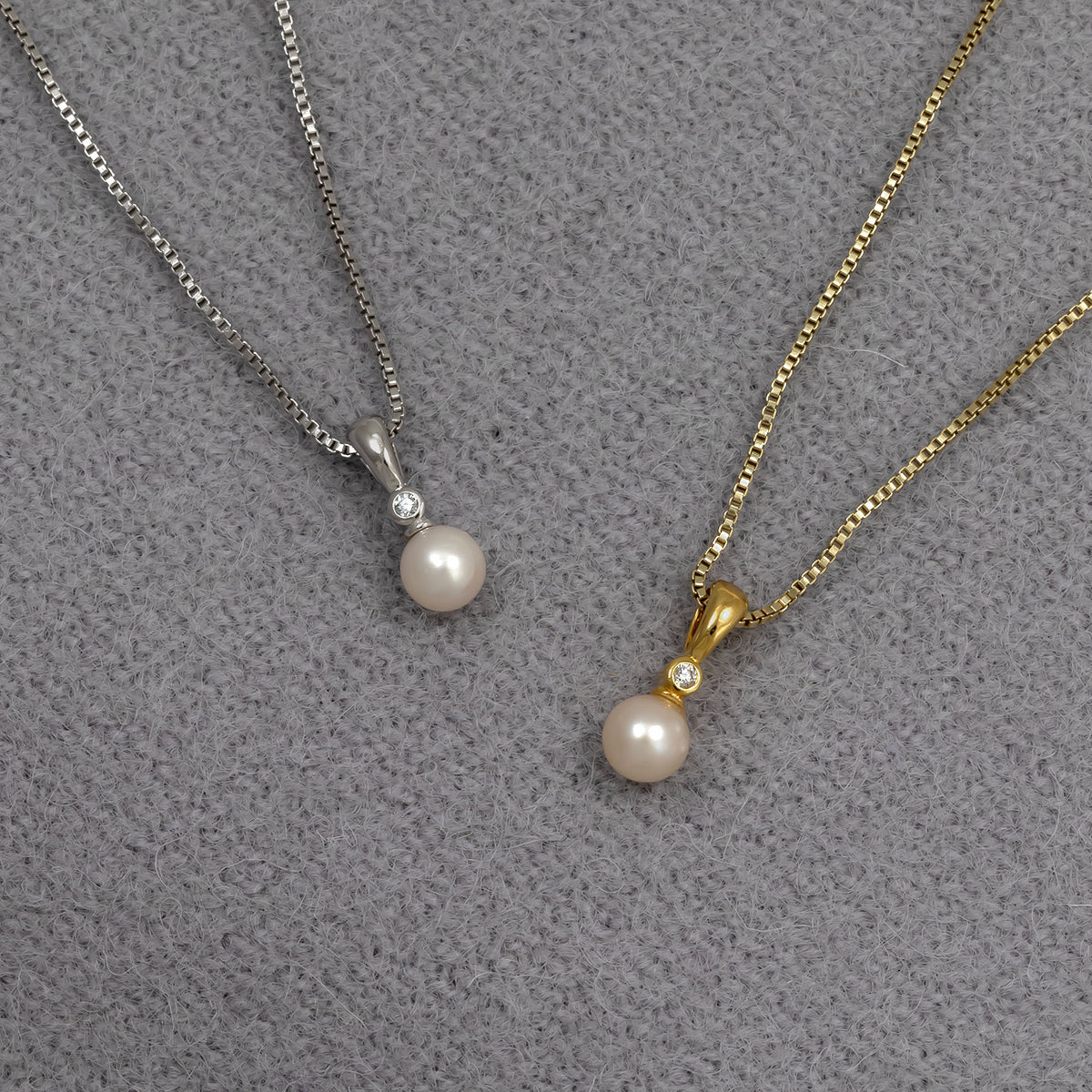 Sterling Silver, Freshwater Pearl & 0.015 Carat Lab Grown Diamond Pendant