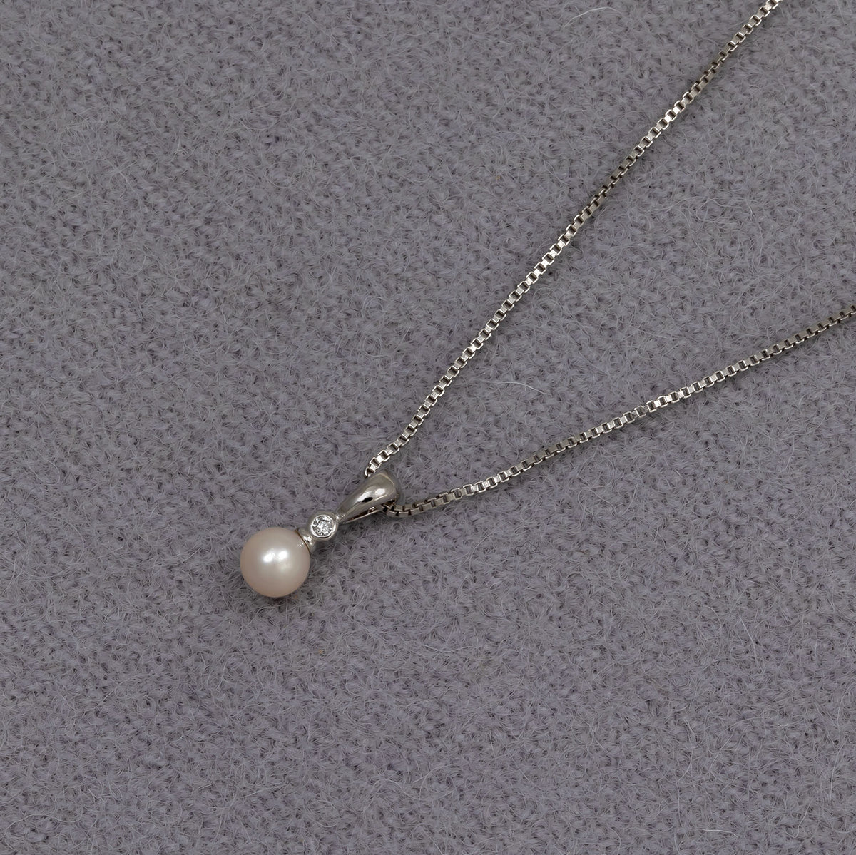 Sterling Silver, Freshwater Pearl & 0.015 Carat Lab Grown Diamond Pendant