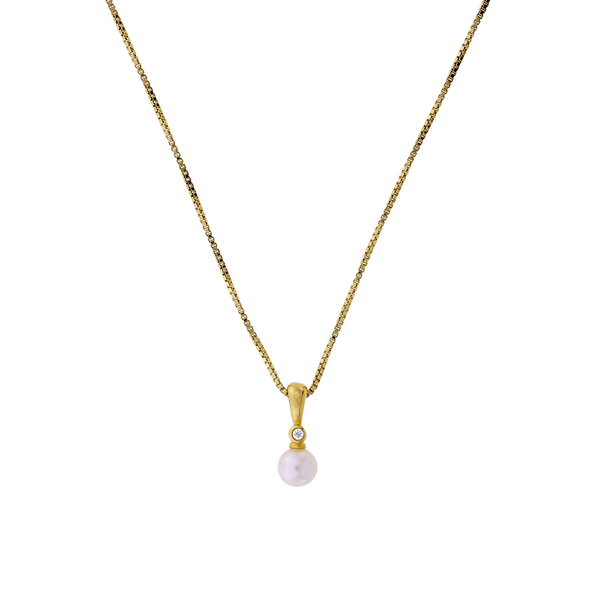 Gold Vermeil, Freshwater Pearl &amp; 0.015 Carat Lab Grown Diamond Pendant