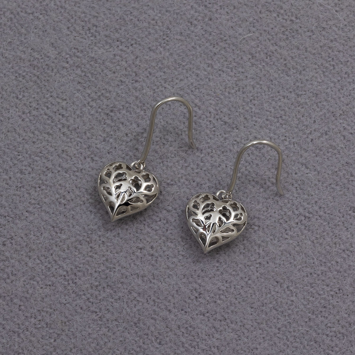 Silver Hanging Heart of Yorkshire Drop Earrings