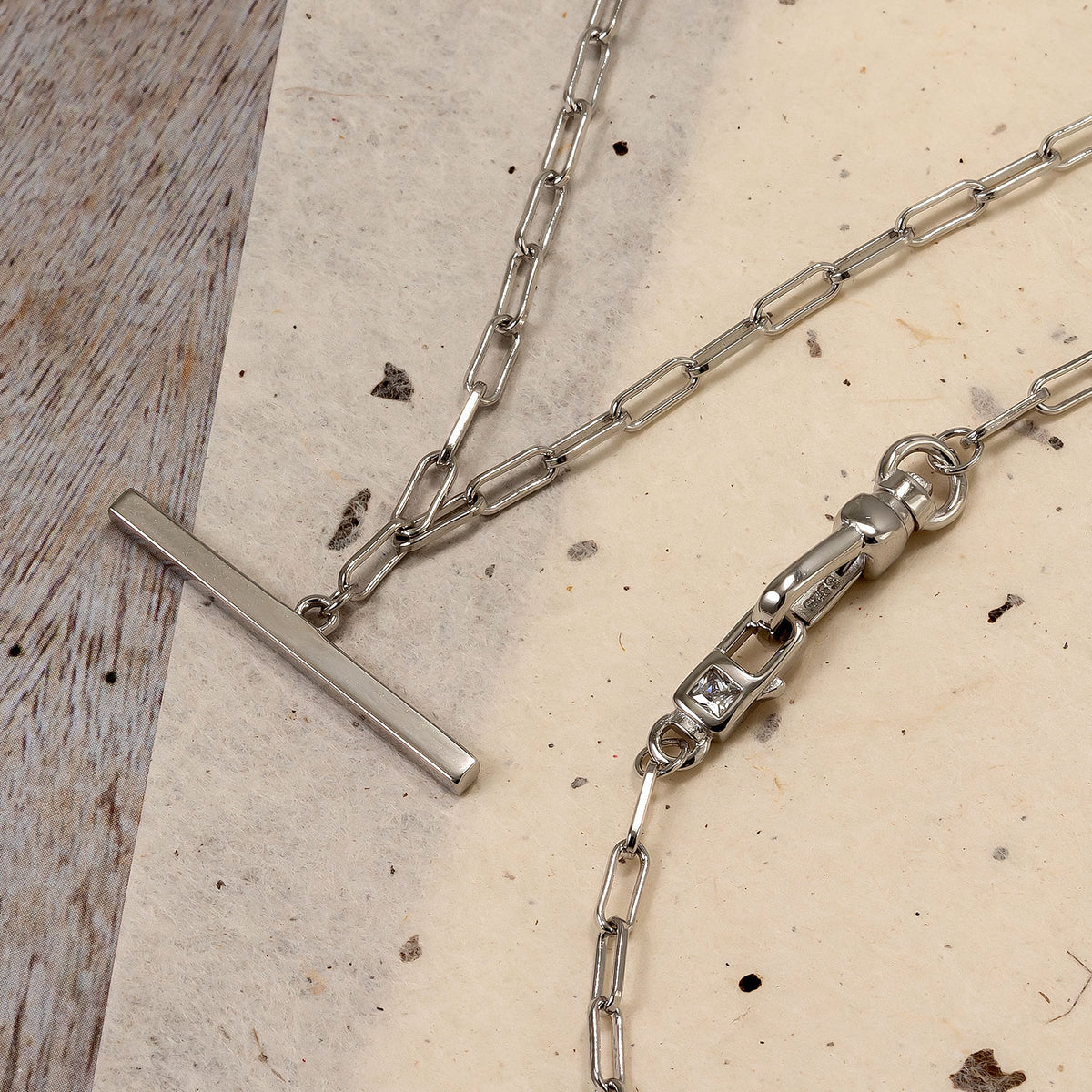 Sterling Silver Clip Clasp Fob Necklace