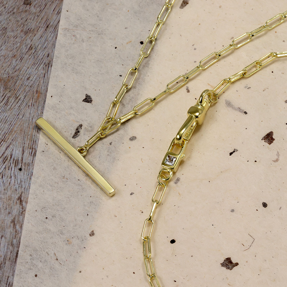 Gold Vermeil Clip Clasp Fob Necklace