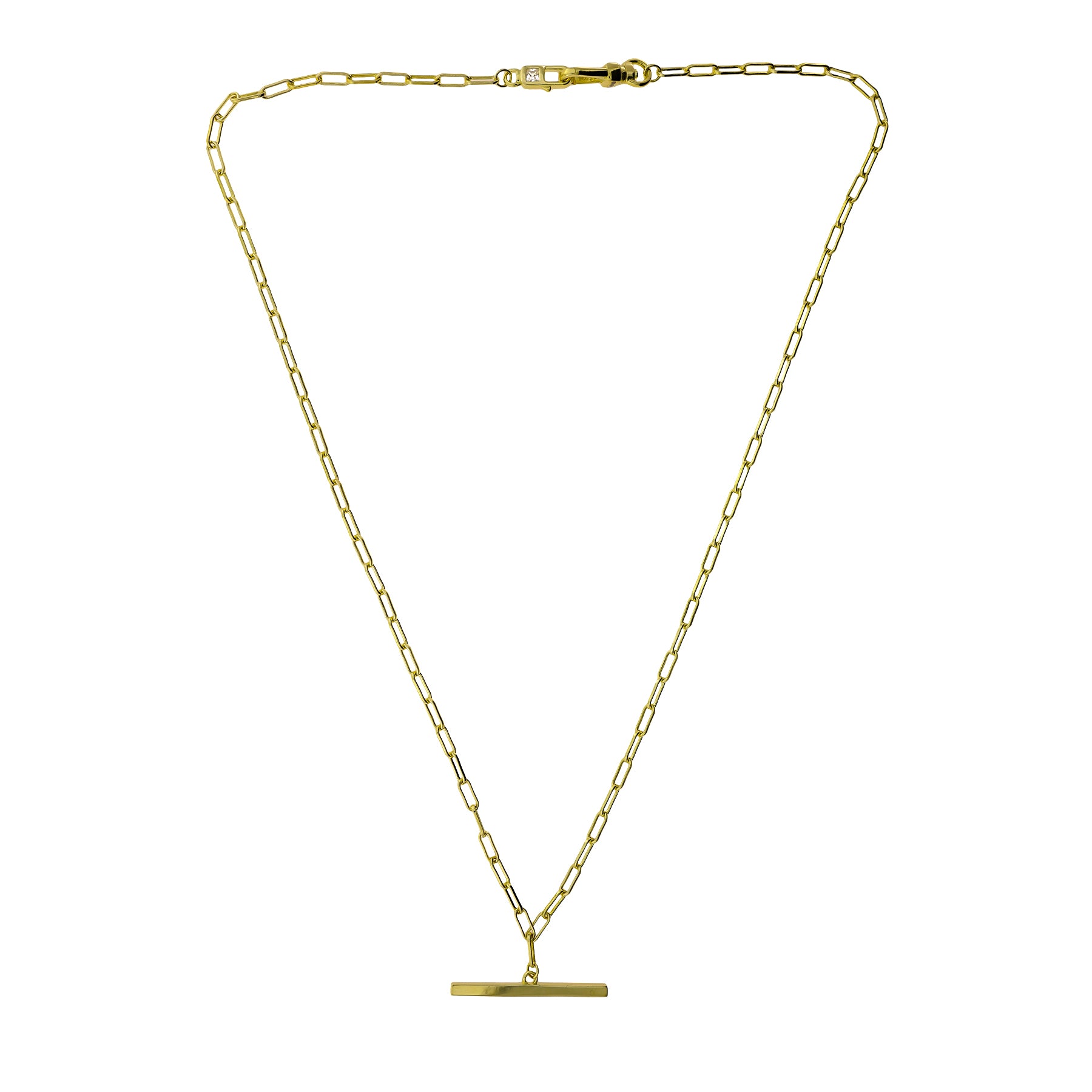 Gold Vermeil Clip Clasp T-Bar Fob Necklace