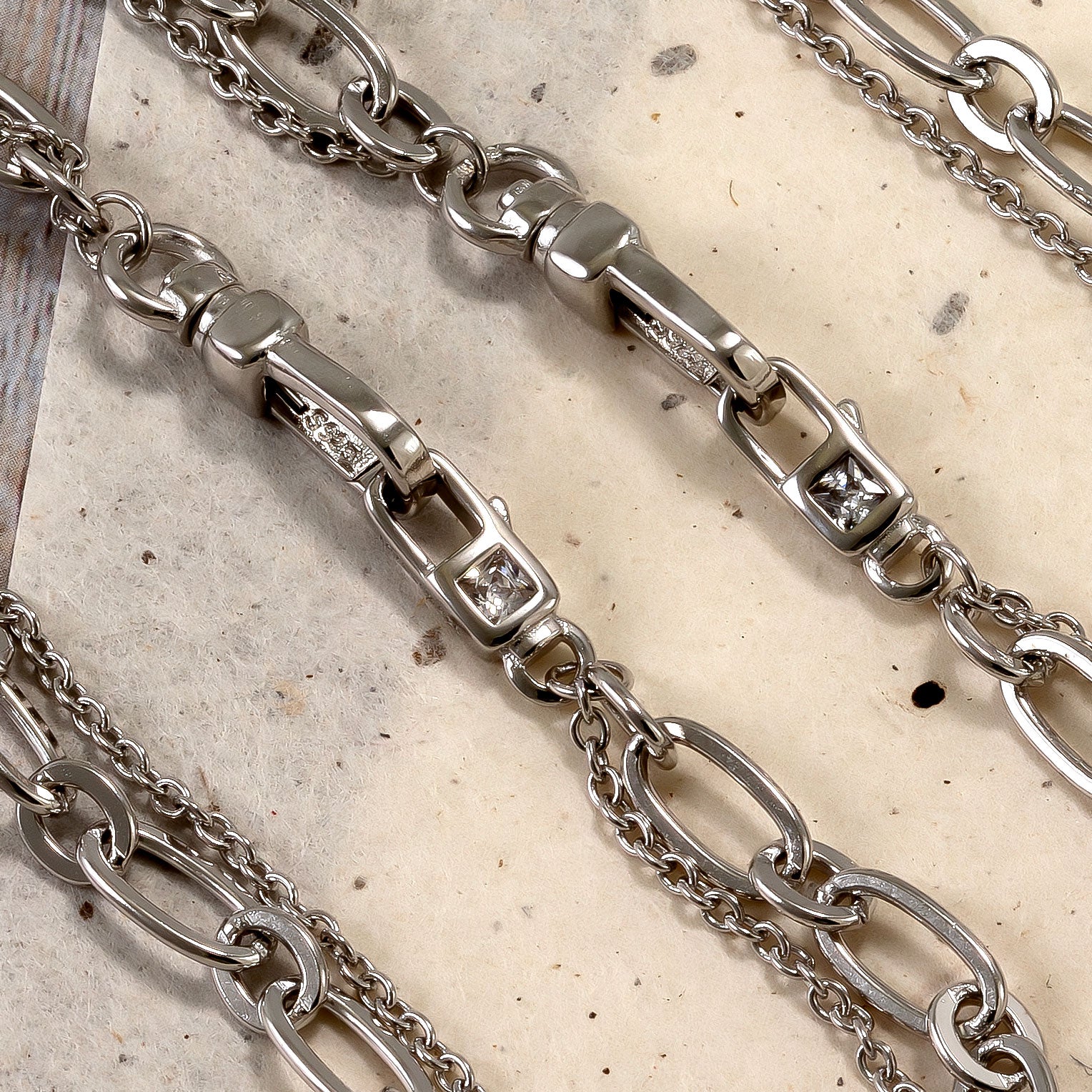 Sterling Silver Clip Clasp Double Strand Necklace