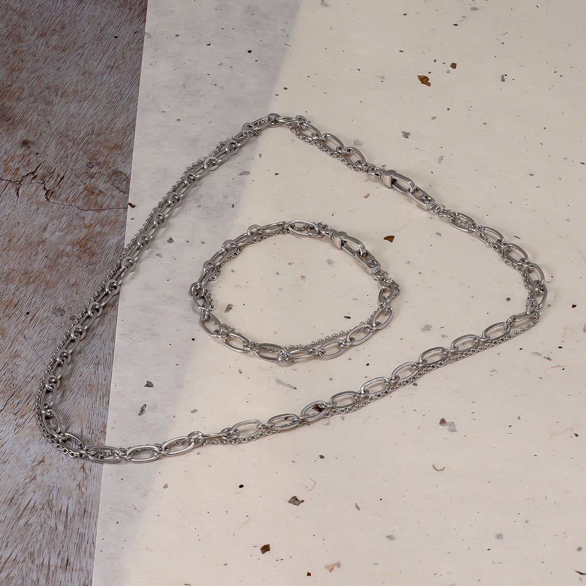 Sterling Silver Clip Clasp Double Strand Necklace