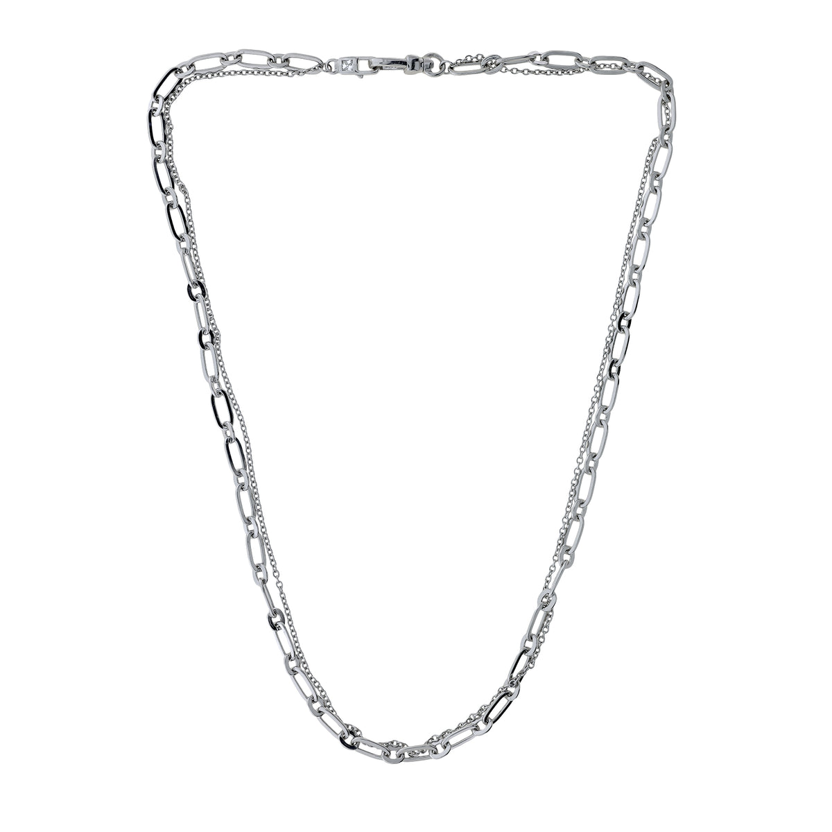 Sterling Silver Clip Clasp Double Strand Necklace