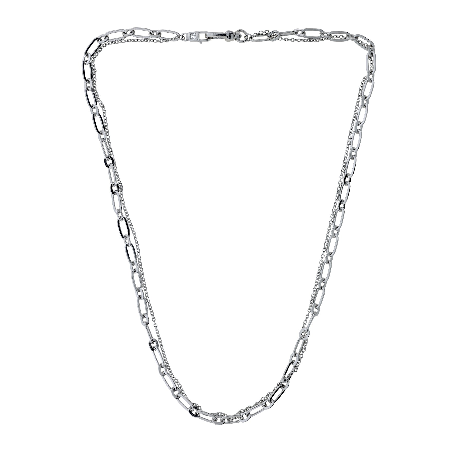 Sterling Silver Clip Clasp Double Strand Necklace