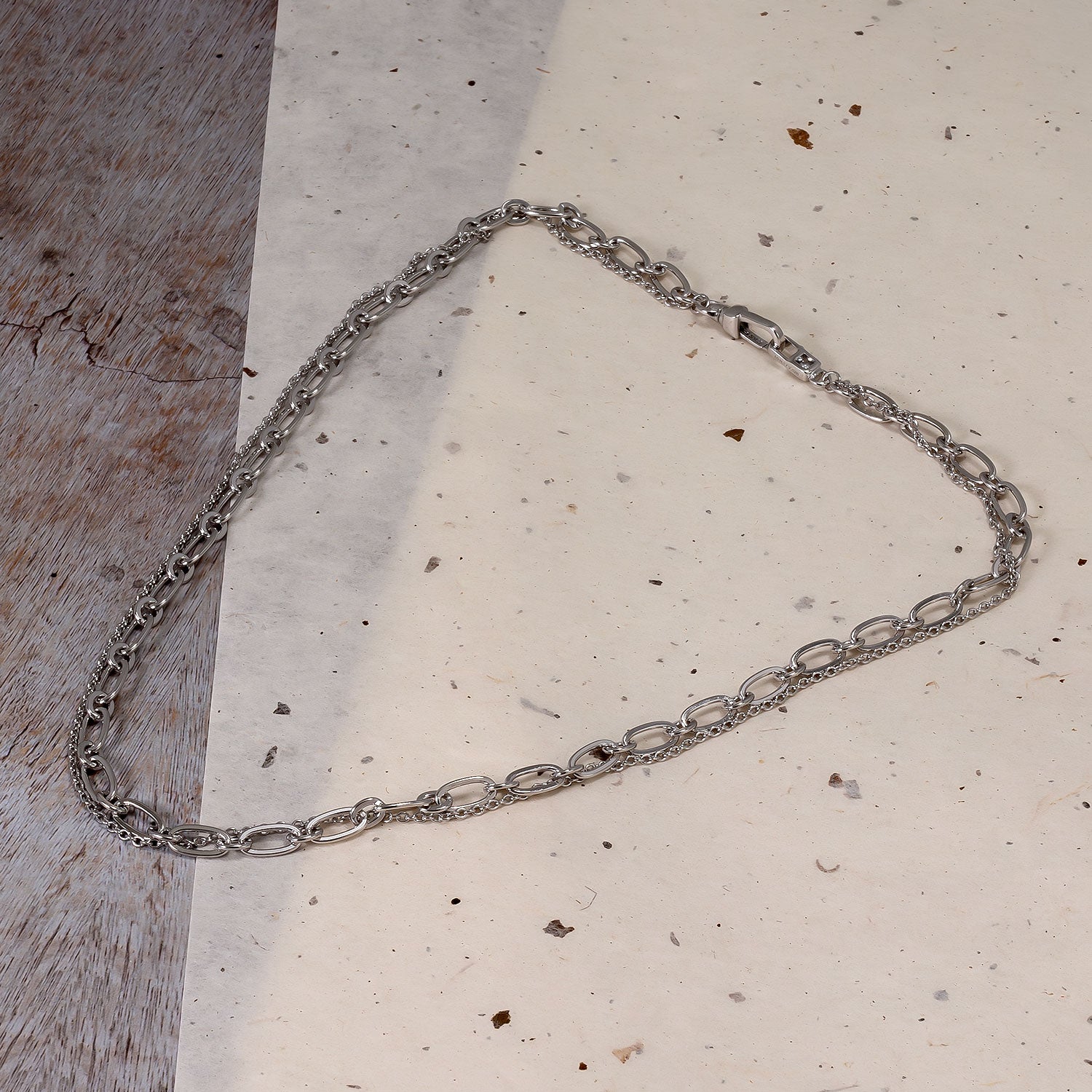 Sterling Silver Clip Clasp Double Strand Necklace
