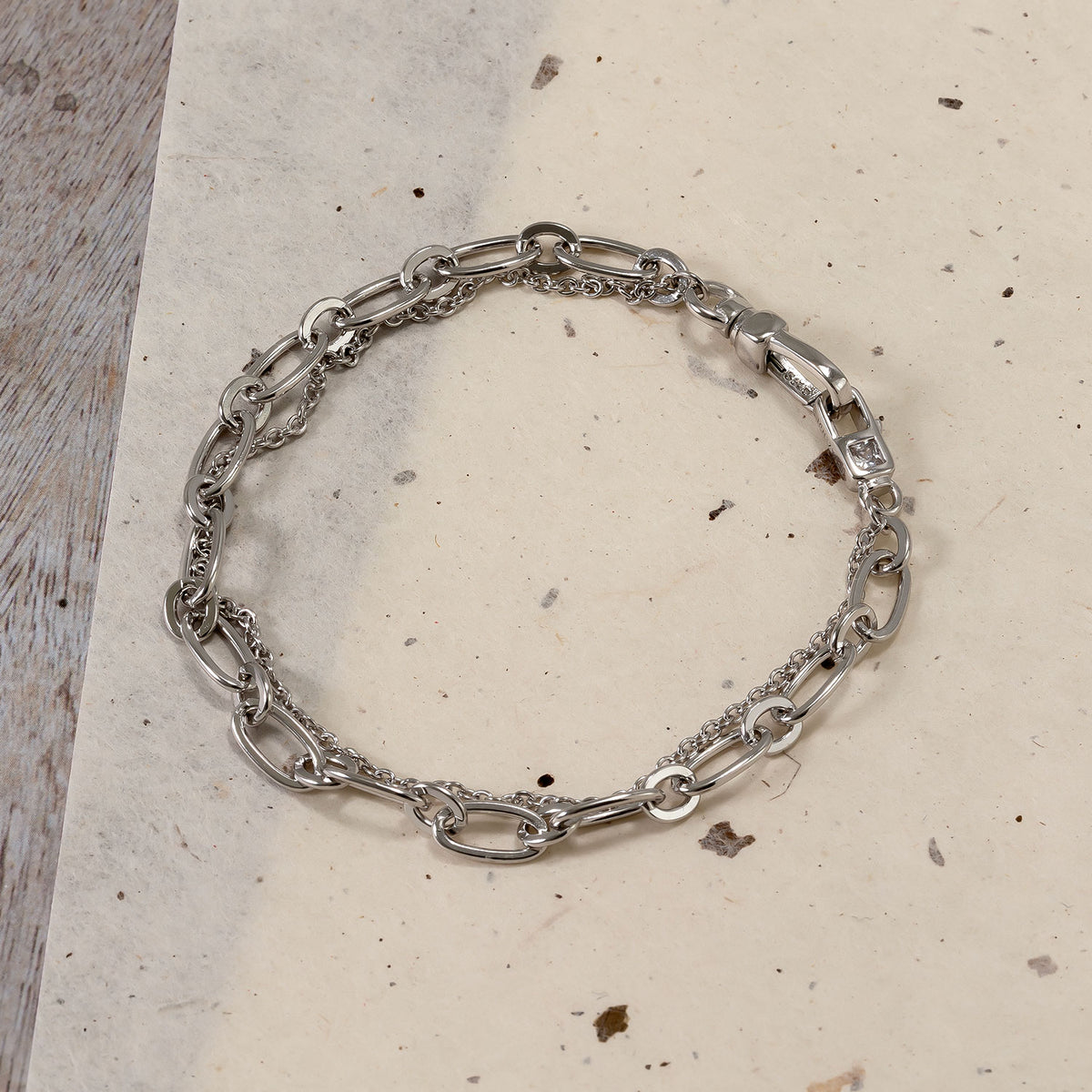 Sterling Silver Clip Clasp Double Strand Bracelet