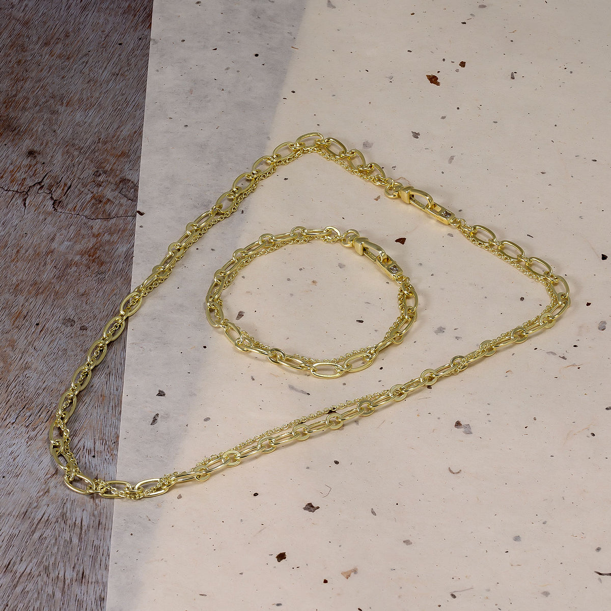 Gold Vermeil Clip Clasp Double Strand Necklace