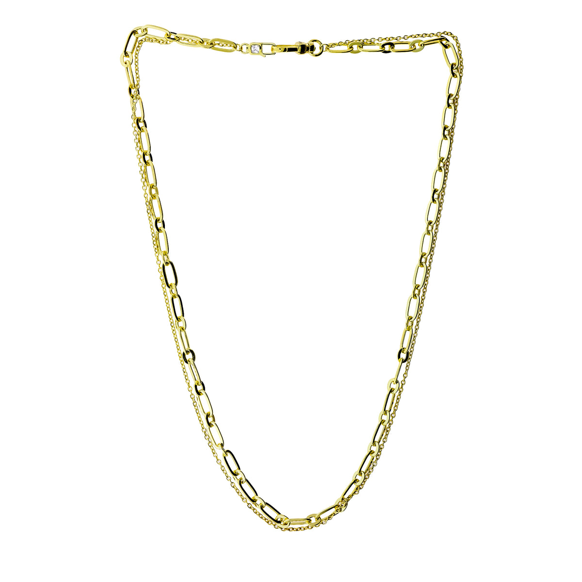 Gold Vermeil Clip Clasp Double Strand Necklace