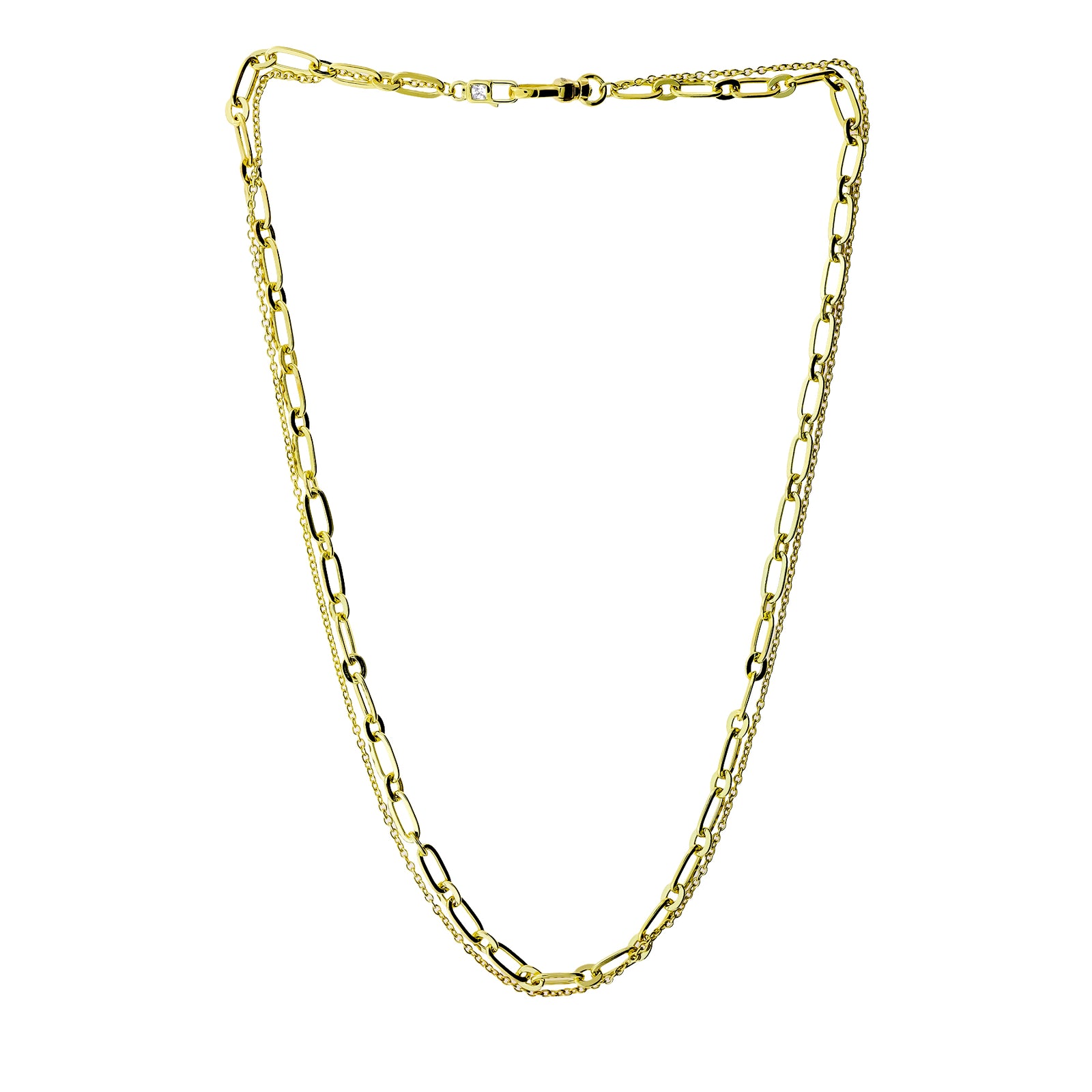 Gold Vermeil Clip Clasp Double Strand Necklace