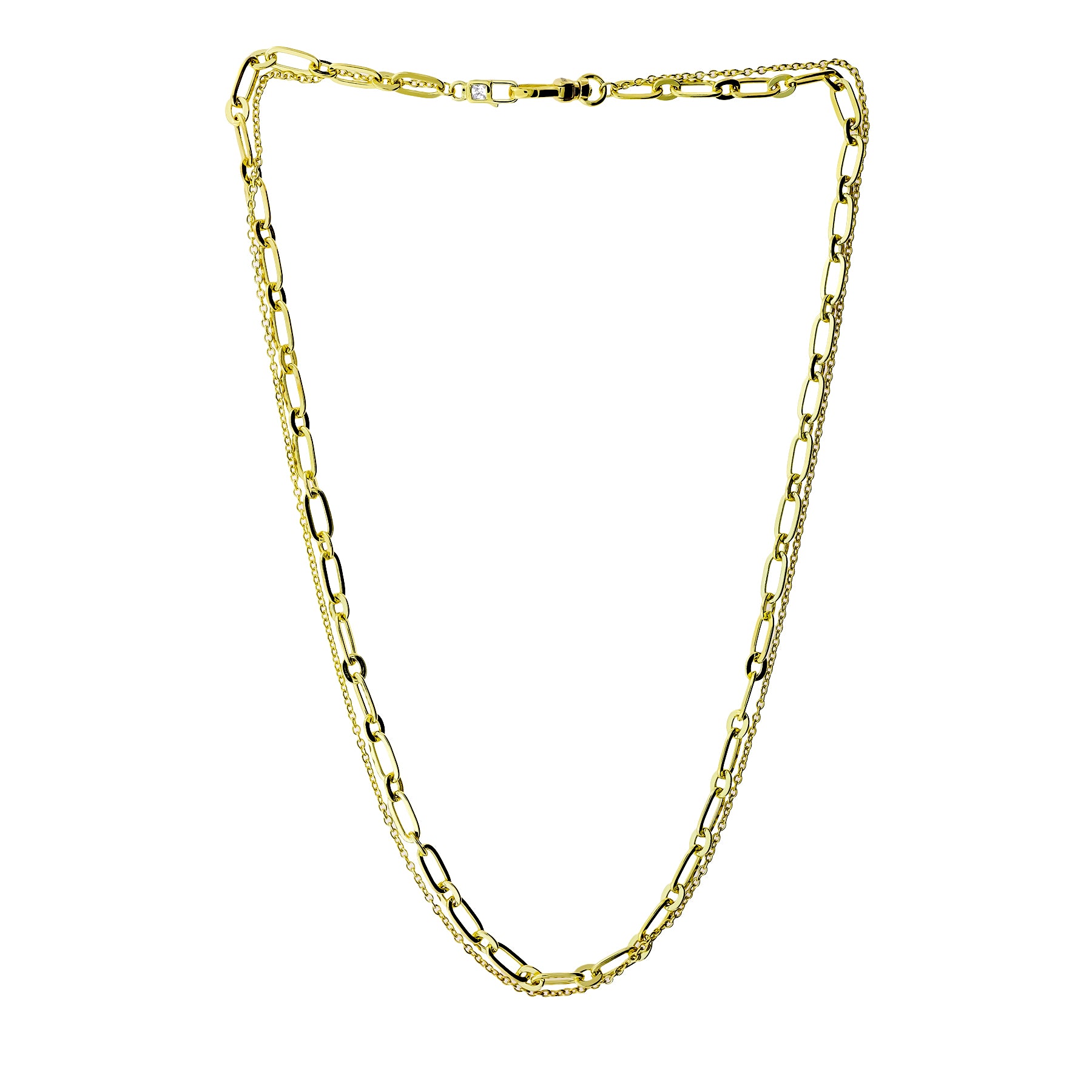 Gold Vermeil Clip Clasp Double Strand Necklace