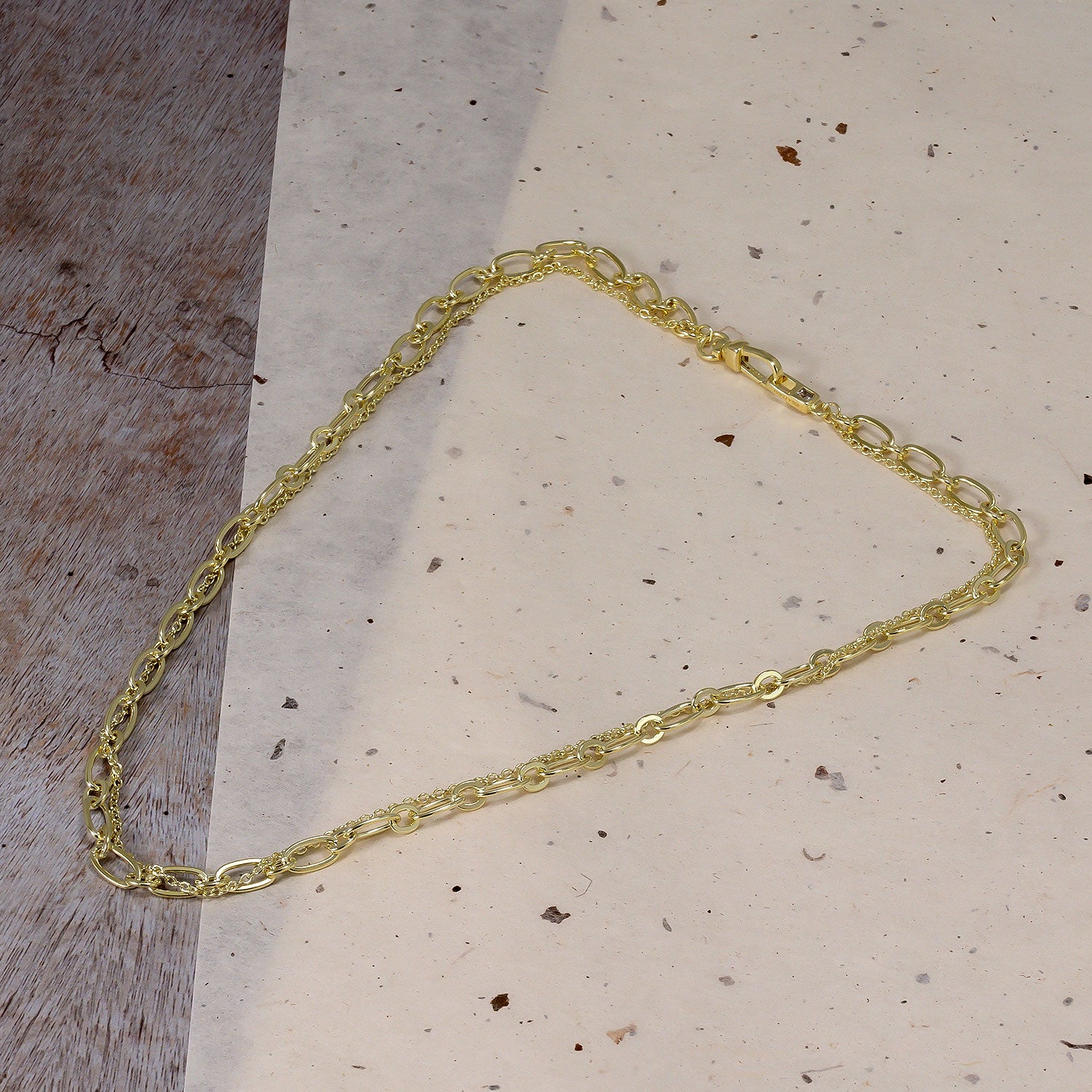 Gold Vermeil Clip Clasp Double Strand Necklace