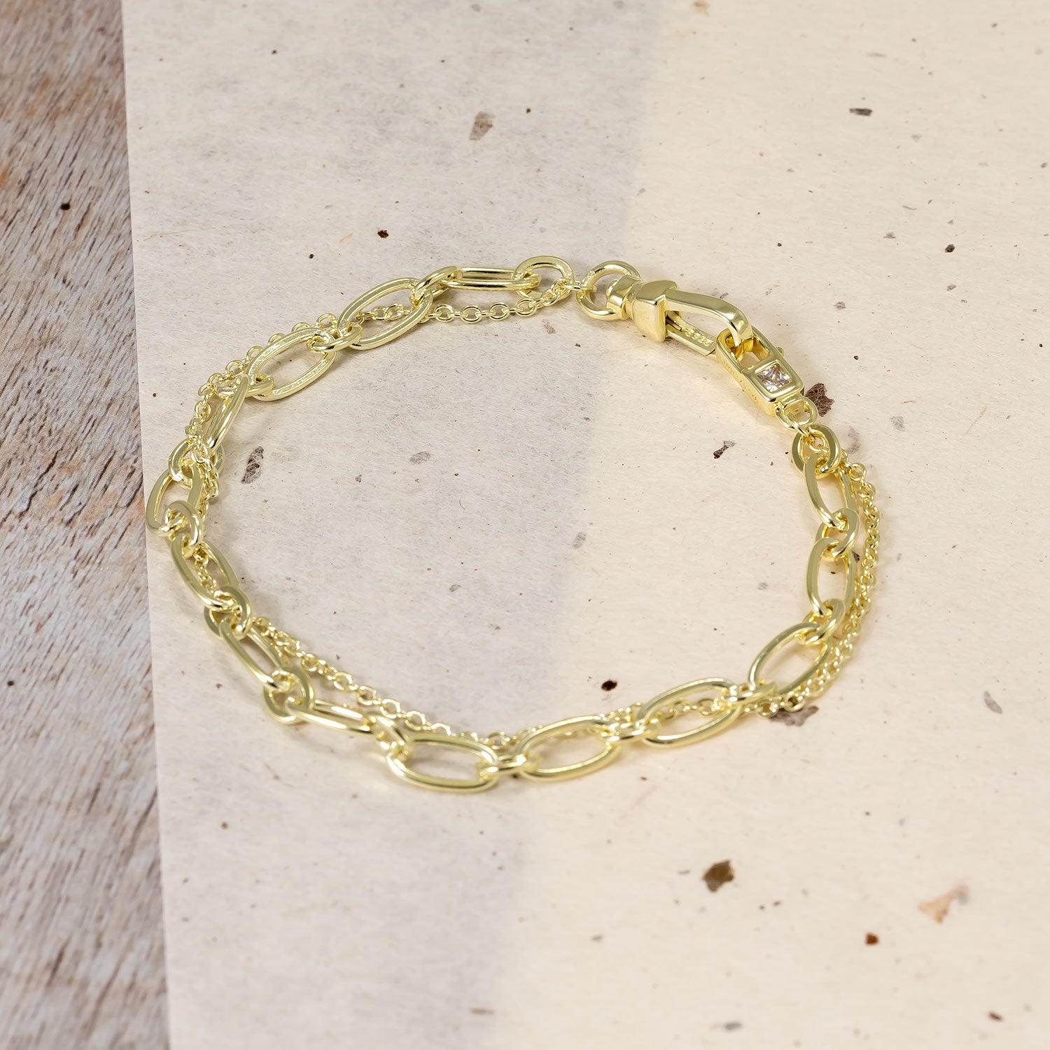 Gold Vermeil Clip Clasp Double Strand Bracelet