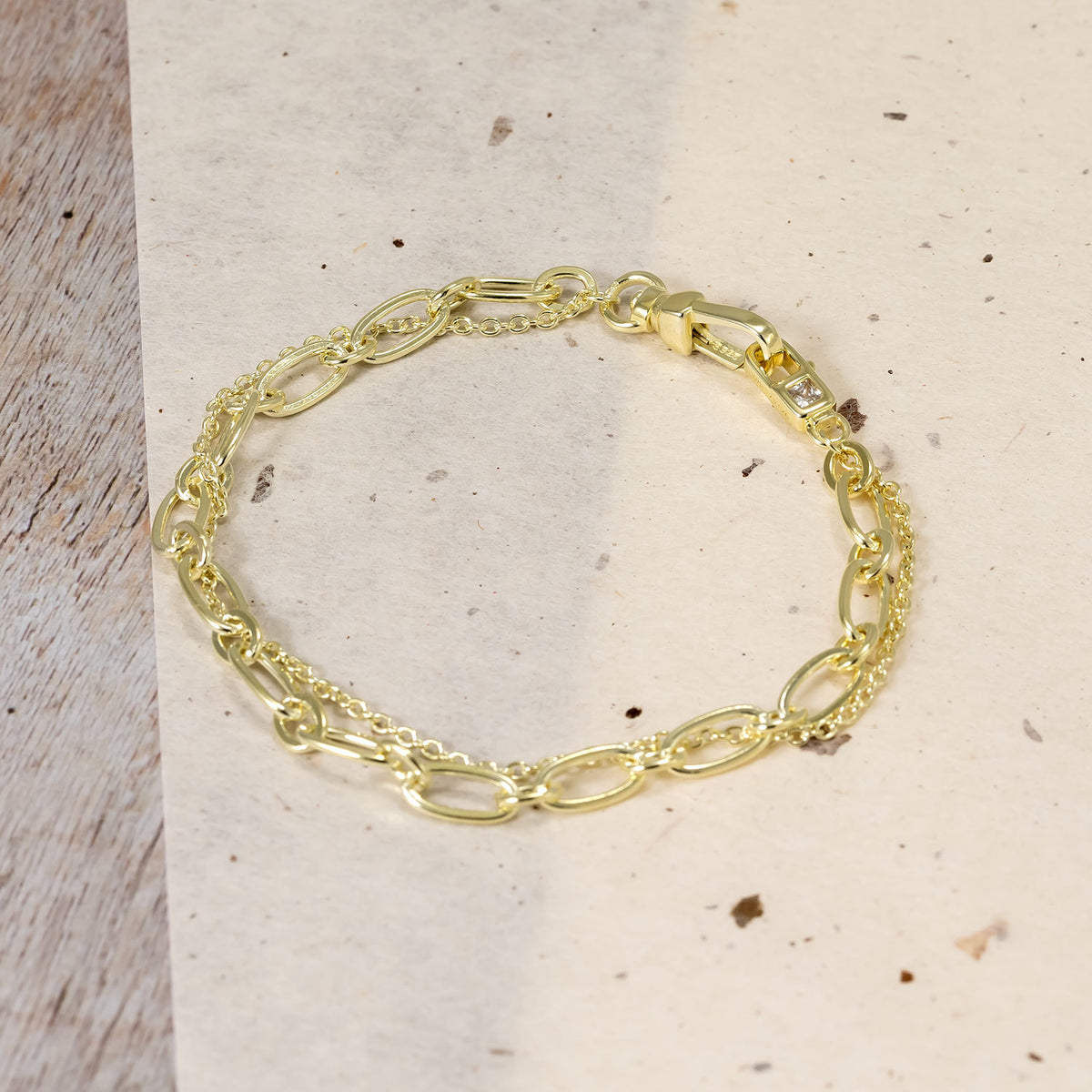 Gold Vermeil Clip Clasp Double Strand Bracelet