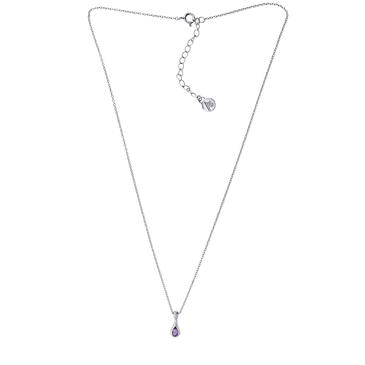 Sterling Silver & Amethyst Droplet Pendant