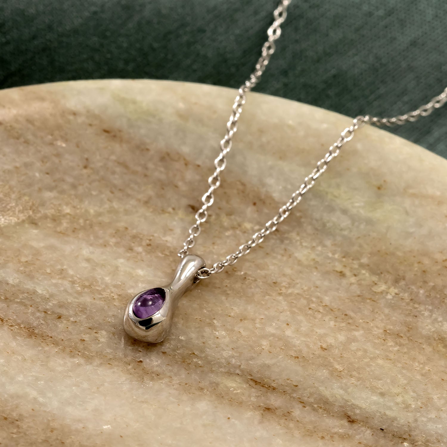 Sterling Silver & Amethyst Droplet Pendant