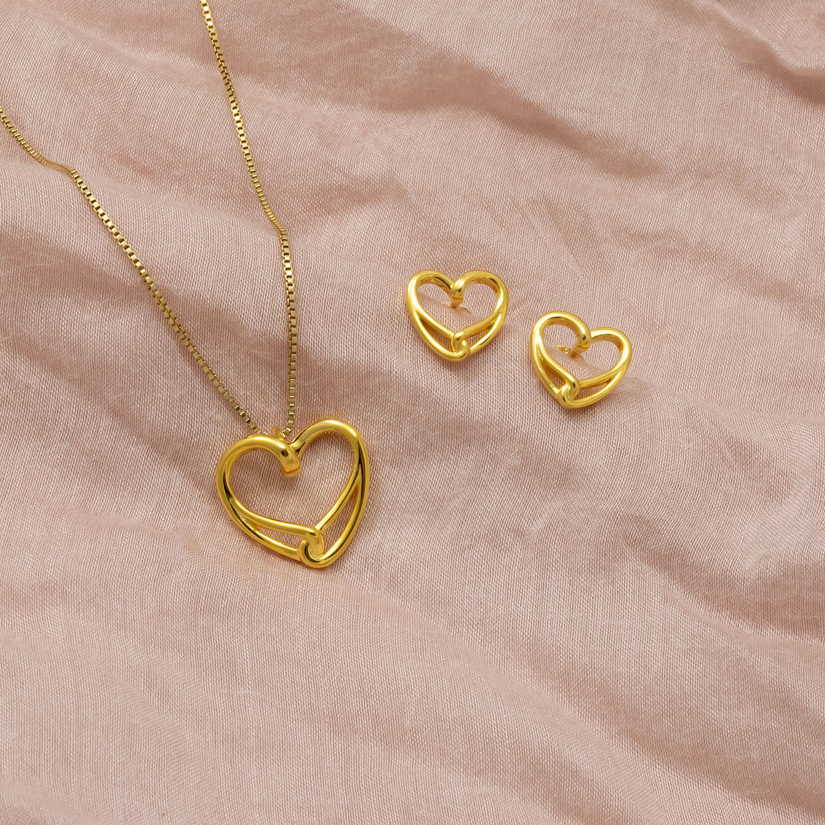 Gold Vermeil Intertwined Heart Stud Earrings