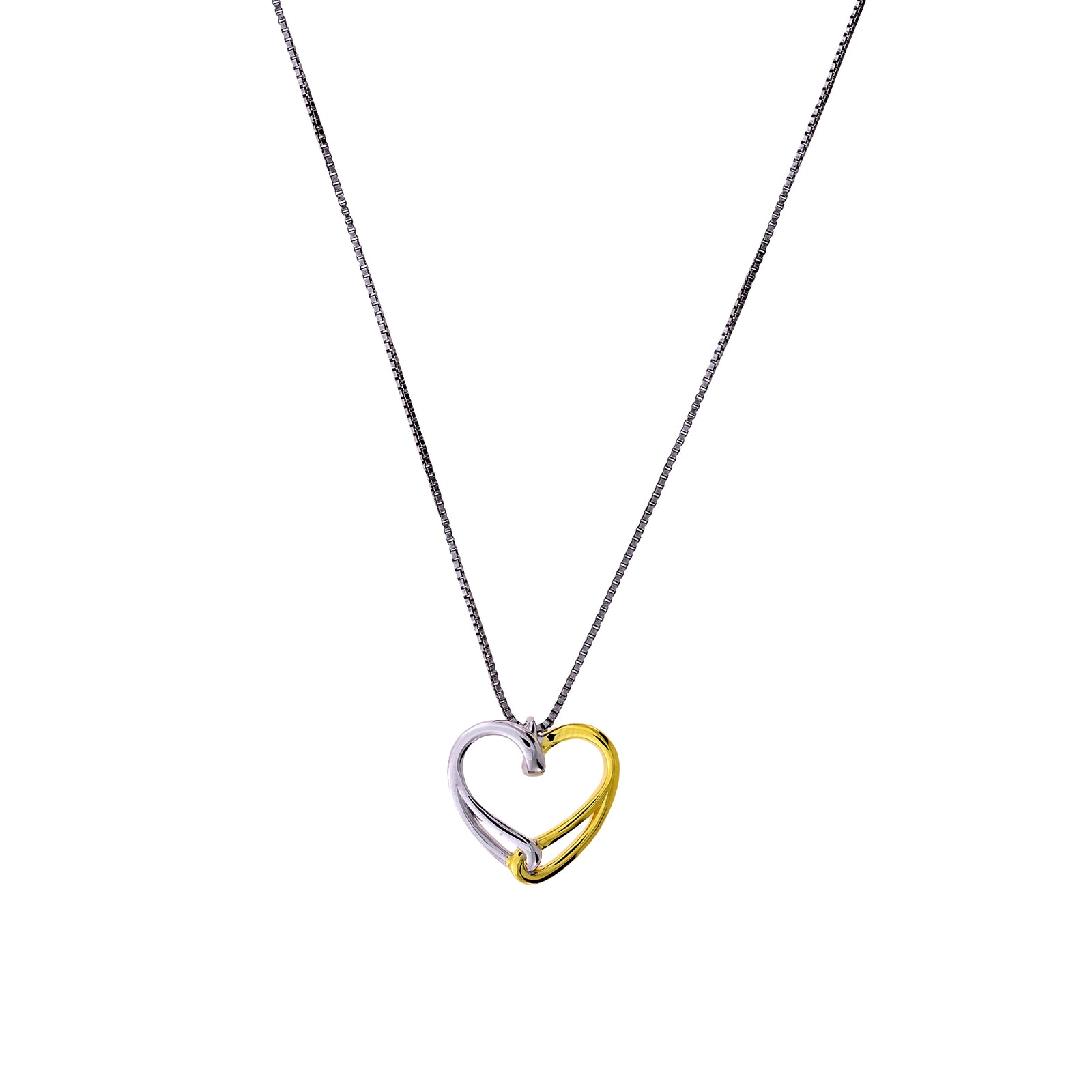 Gold Vermeil & Sterling Silver Intertwined Heart Pendant