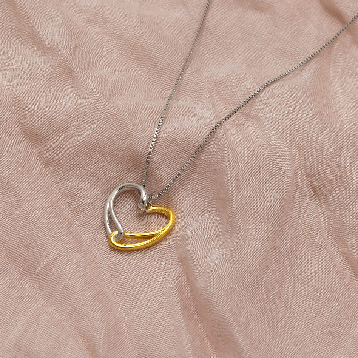 Gold Vermeil & Sterling Silver Intertwined Heart Pendant