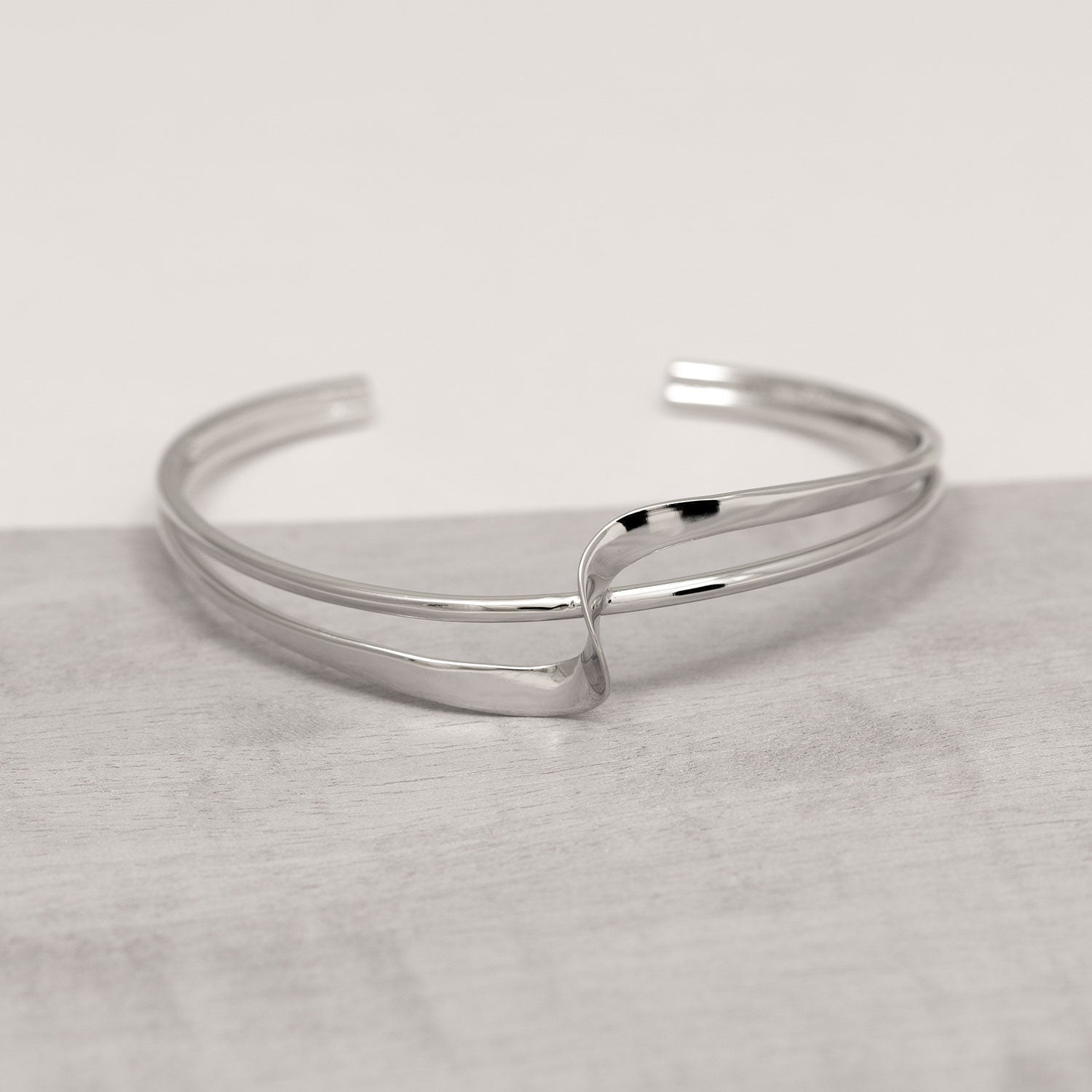 Silver Twist Cuff Bangle