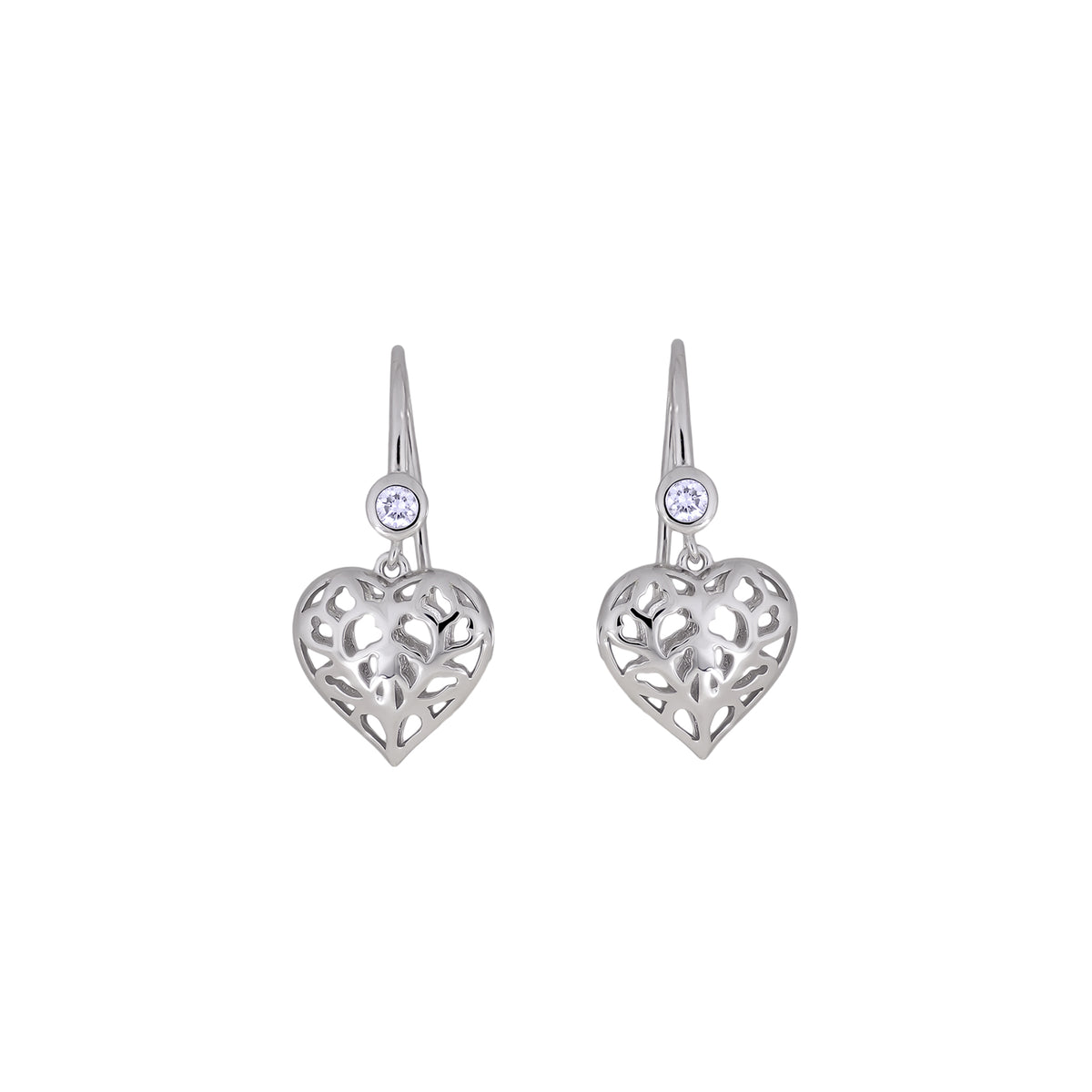 Heart of Yorkshire Silver &amp; 0.15 Carat Lab Grown Diamond Hanging Heart Earrings