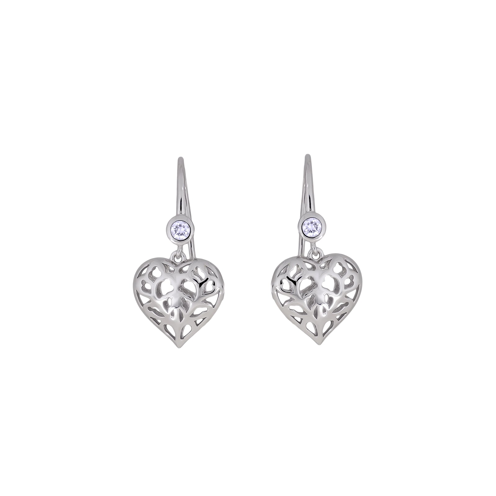 Heart of Yorkshire Silver & 0.15 Carat Lab Grown Diamond Hanging Heart Earrings