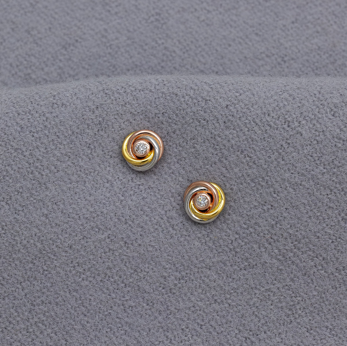 Entangled Mixed Vermeil & 0.13 Carat Lab Grown Diamond Love Knot Stud Earrings