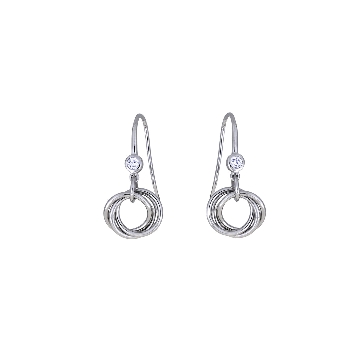 Entangled Silver &amp; 0.15 Carat Lab Grown Diamond Love Knot Drop Earrings