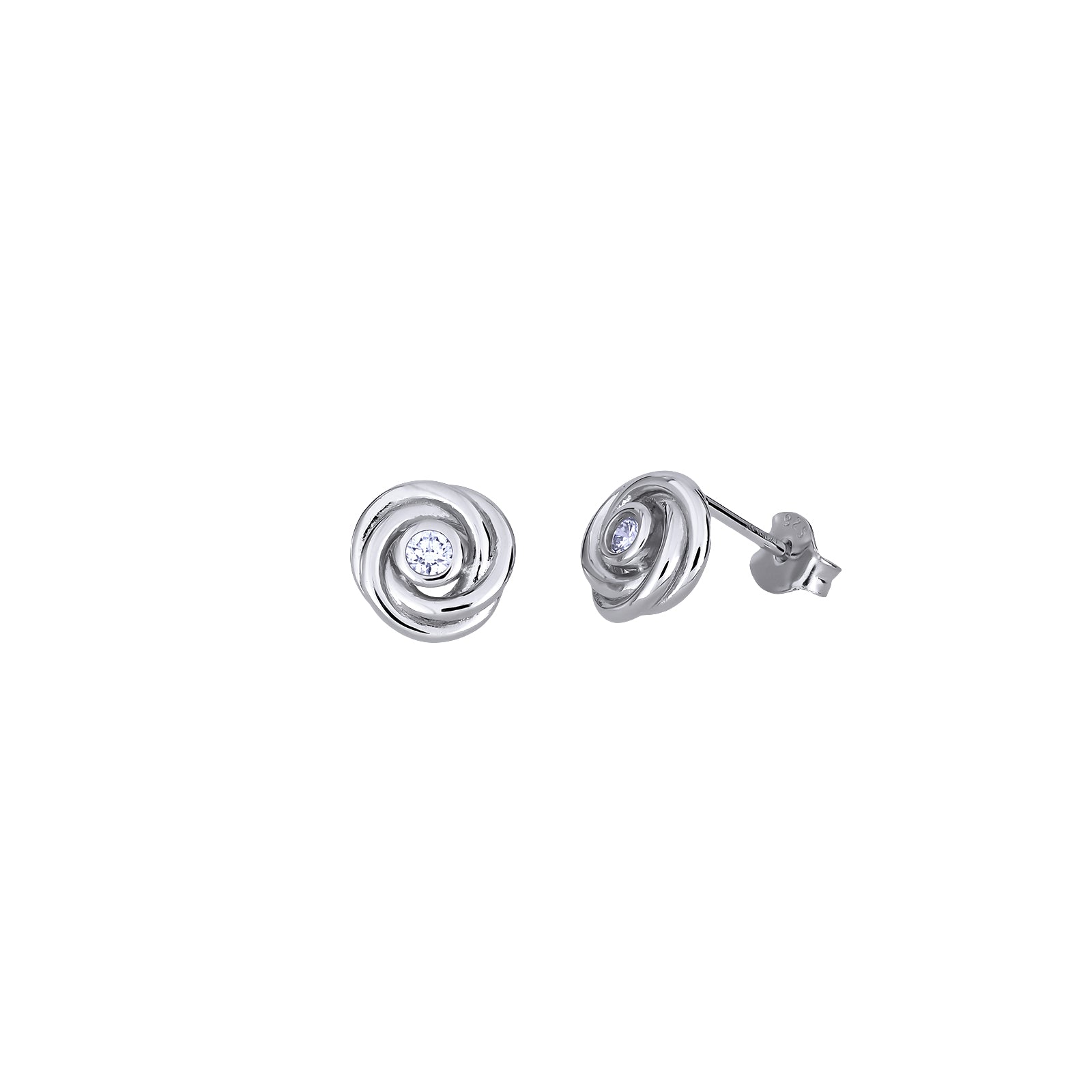 Entangled Silver & 0.13 Carat Lab Grown Diamond Love Knot Stud Earrings