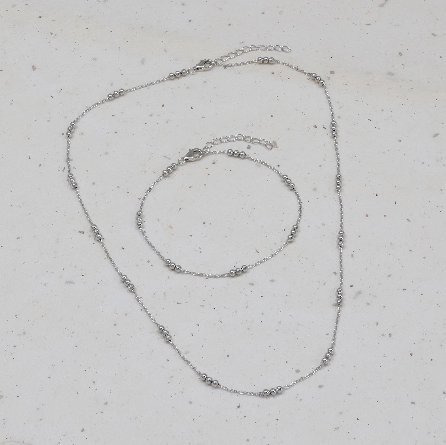 Triple Bead Chain Necklace - Sterling Silver