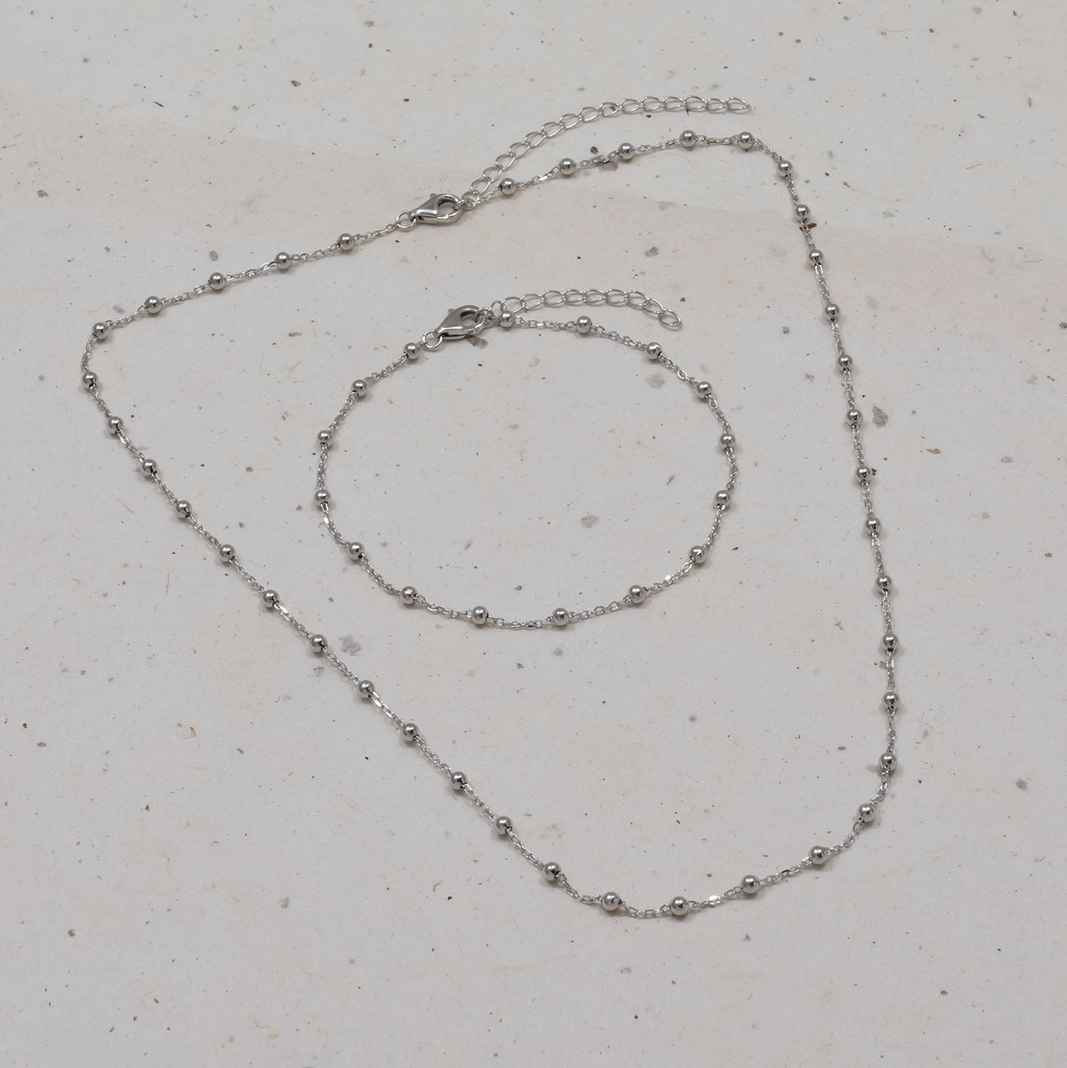 Simple Bead Chain Bracelet - Sterling Silver