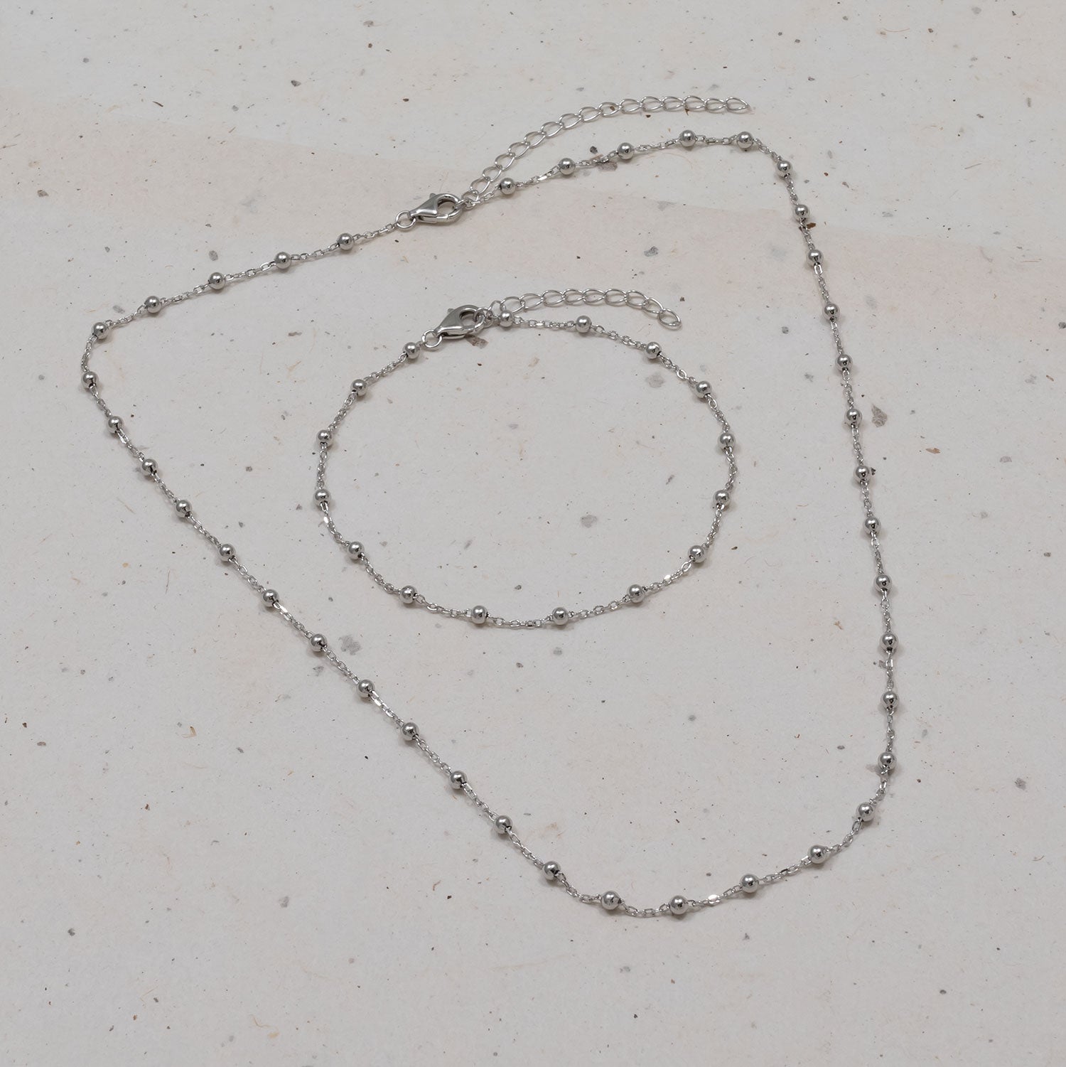 Simple Bead Chain Bracelet - Sterling Silver