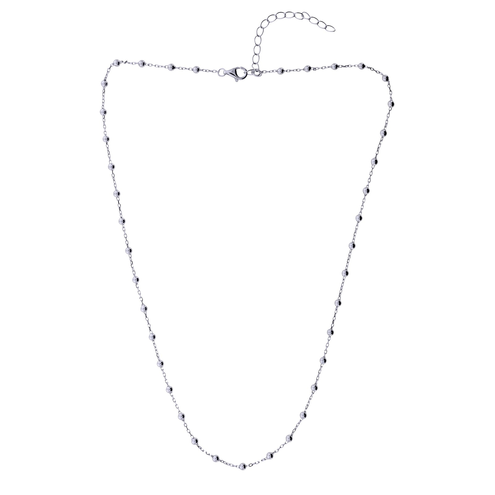 Simple Bead Chain Necklace - Sterling Silver