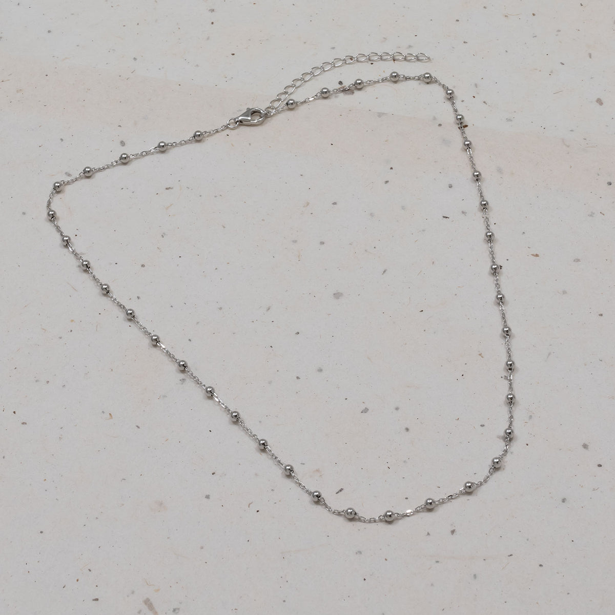 Simple Bead Chain Necklace - Sterling Silver