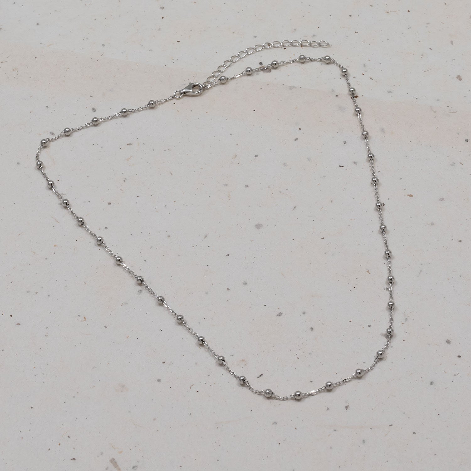 Simple Bead Chain Necklace - Sterling Silver