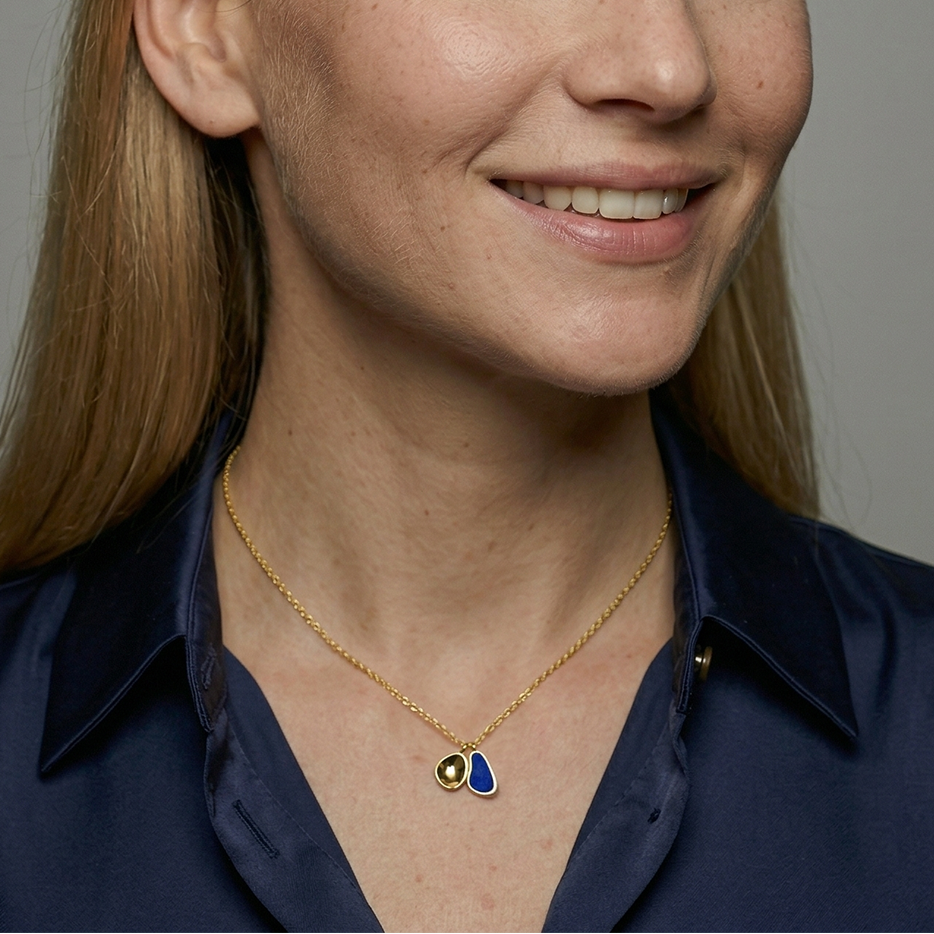 Gold Vermeil & Blue Lapis Double Pendant