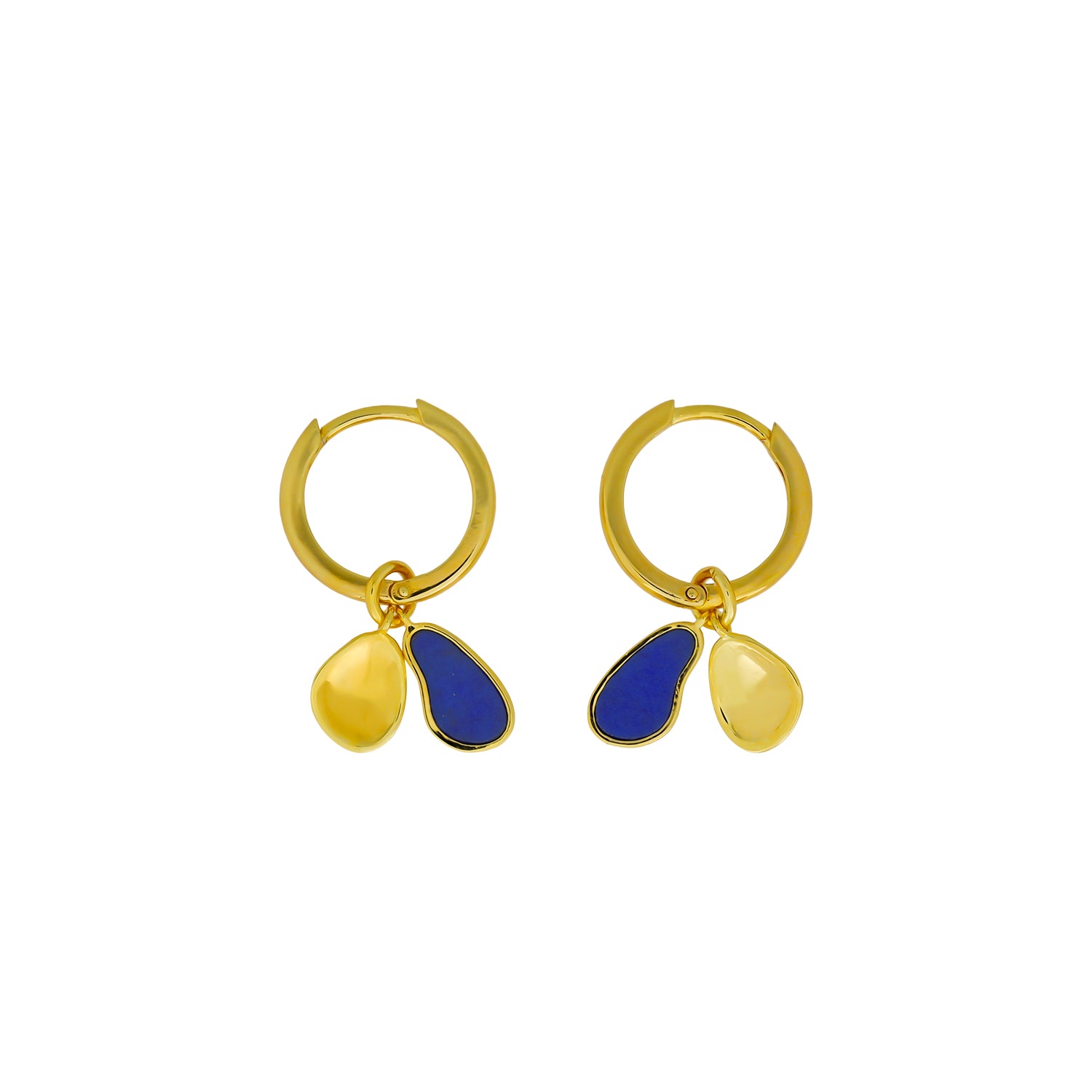Gold Vermeil & Blue Lapis Double Charm Hoop Earring