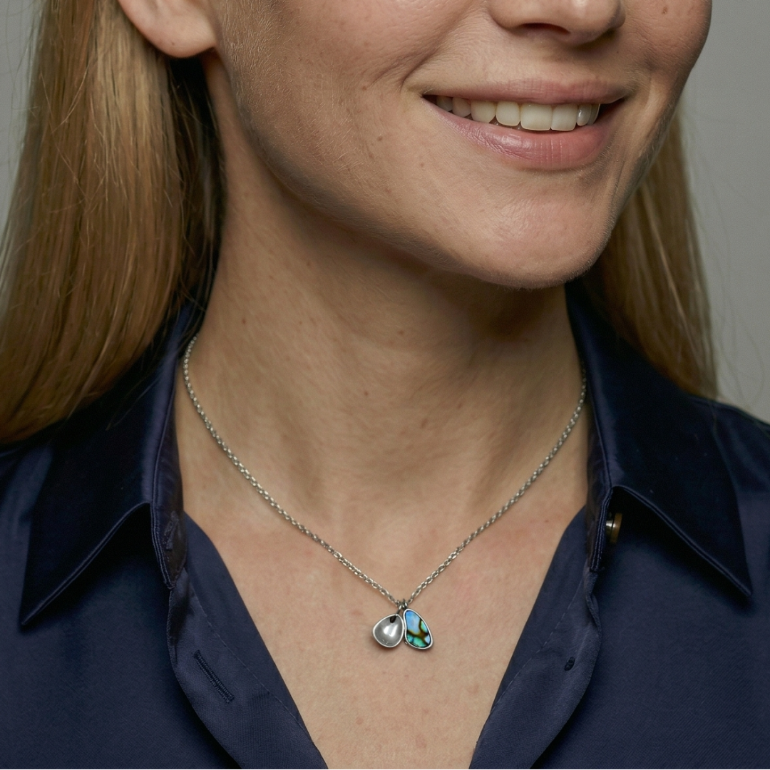 Sterling Silver & Abalone Double Pendant