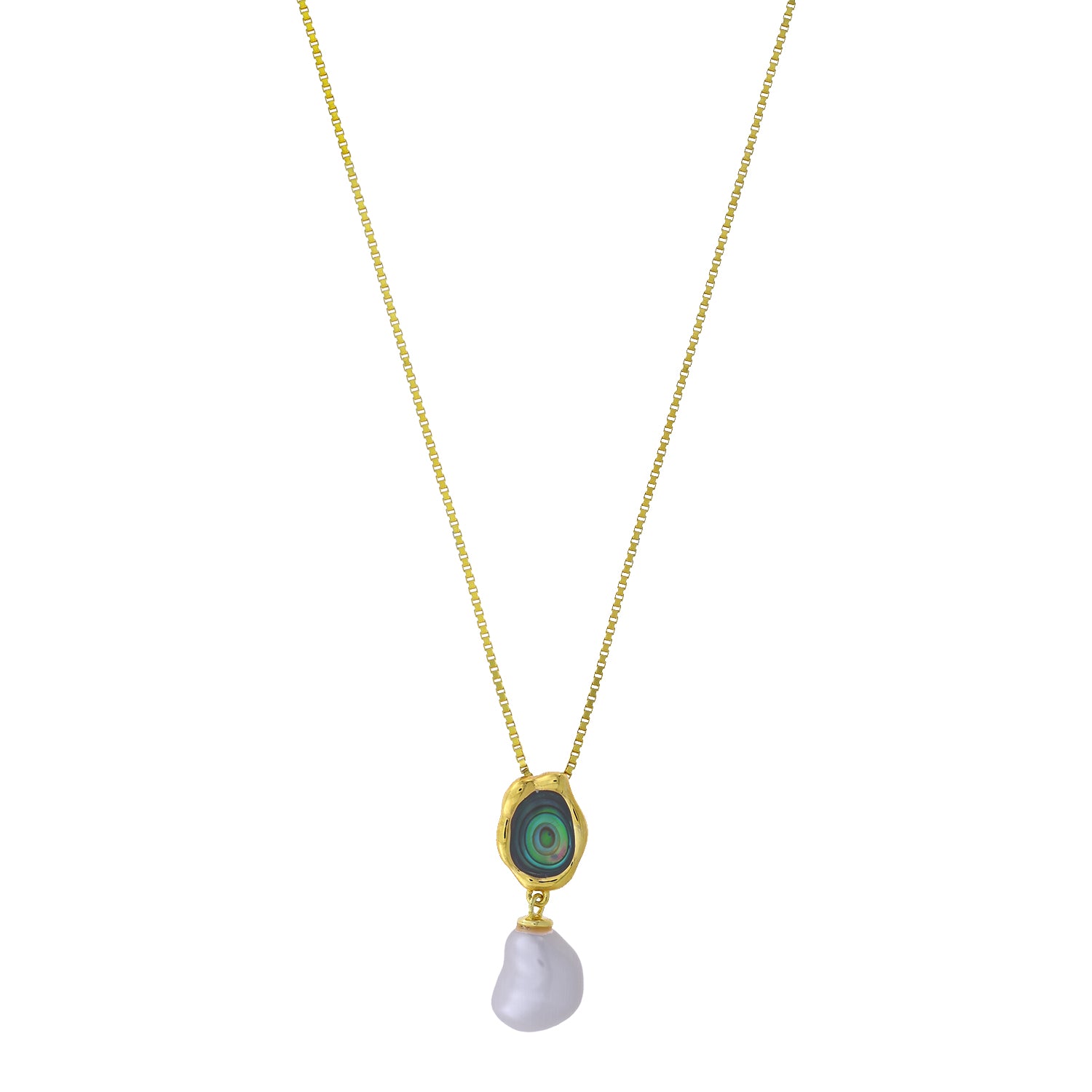 Gold Vermeil, Abalone & Pearl Drop Pendant