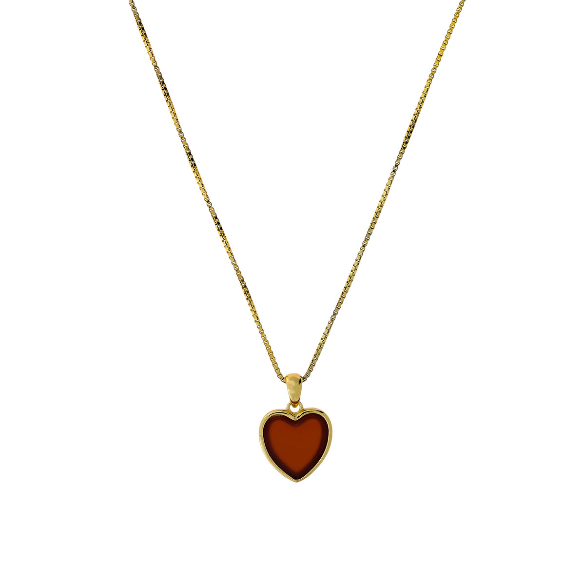 Gold Vermeil &amp; Red Agate Heart Pendant