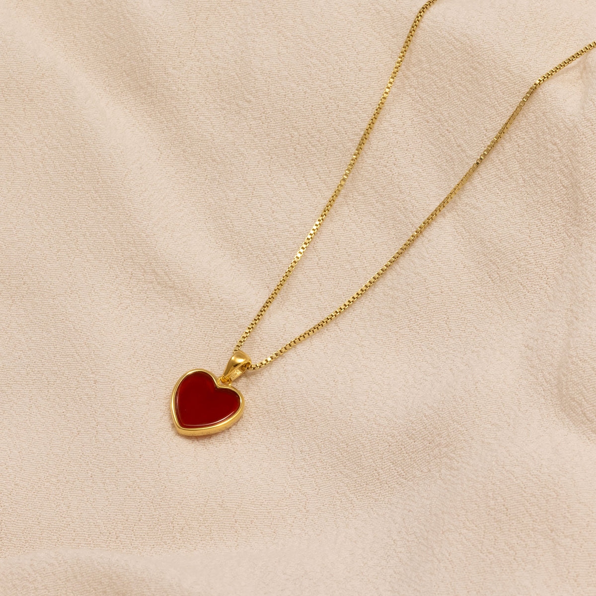 Gold Vermeil & Red Agate Heart Pendant
