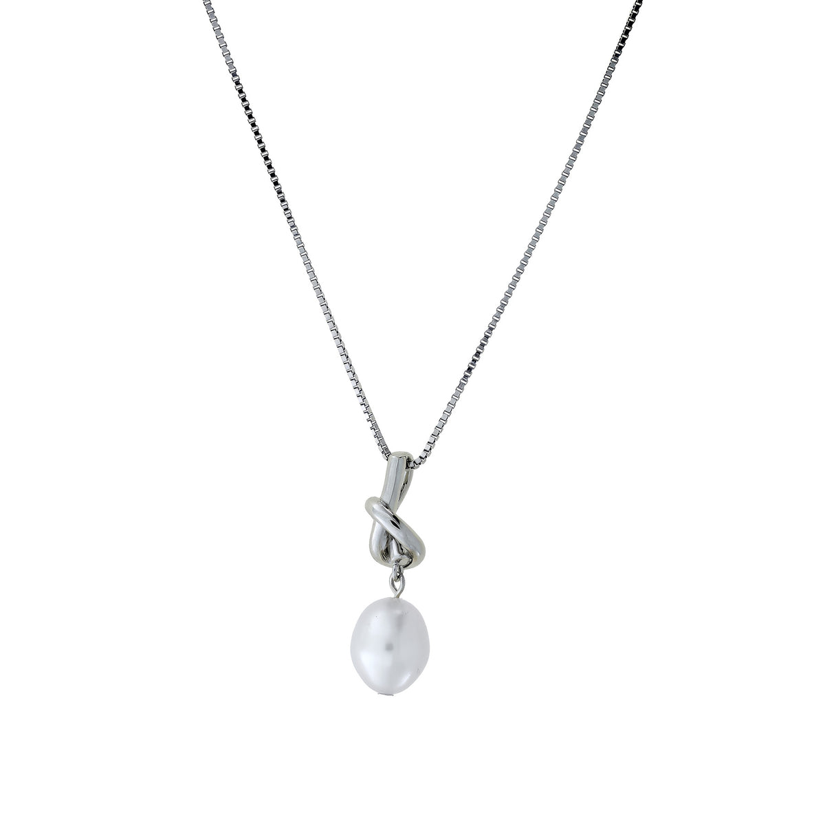 Sterling Silver Knot Pearl Pendant
