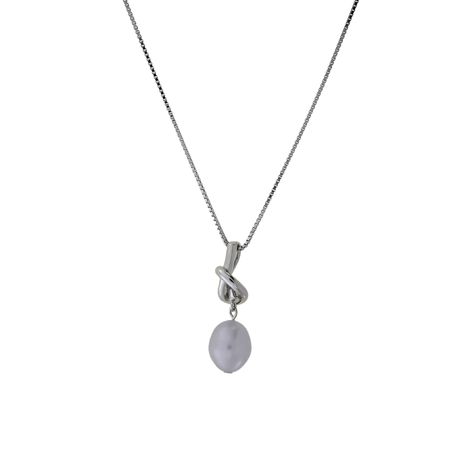 Sterling Silver Knot Pearl Pendant