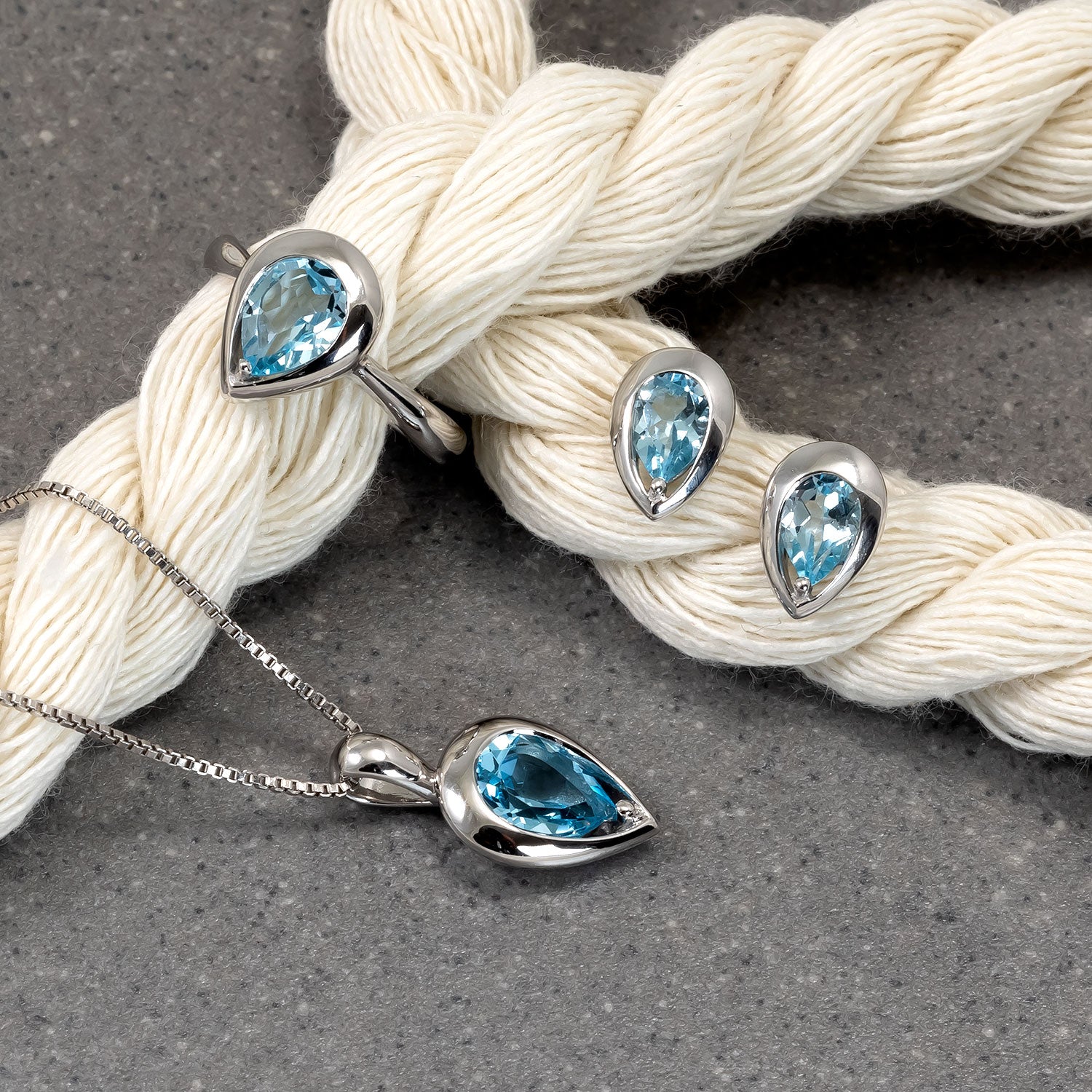 Sterling Silver & Sky Blue Topaz Teardrop Stud Earrings