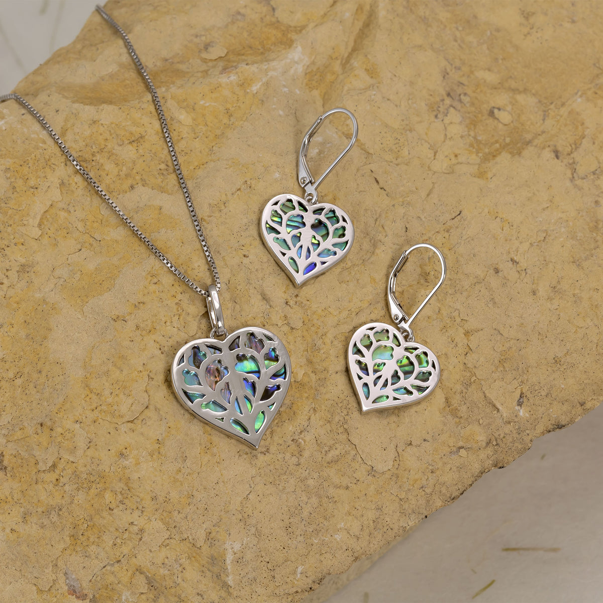 Silver Heart of Yorkshire Abalone Earrings