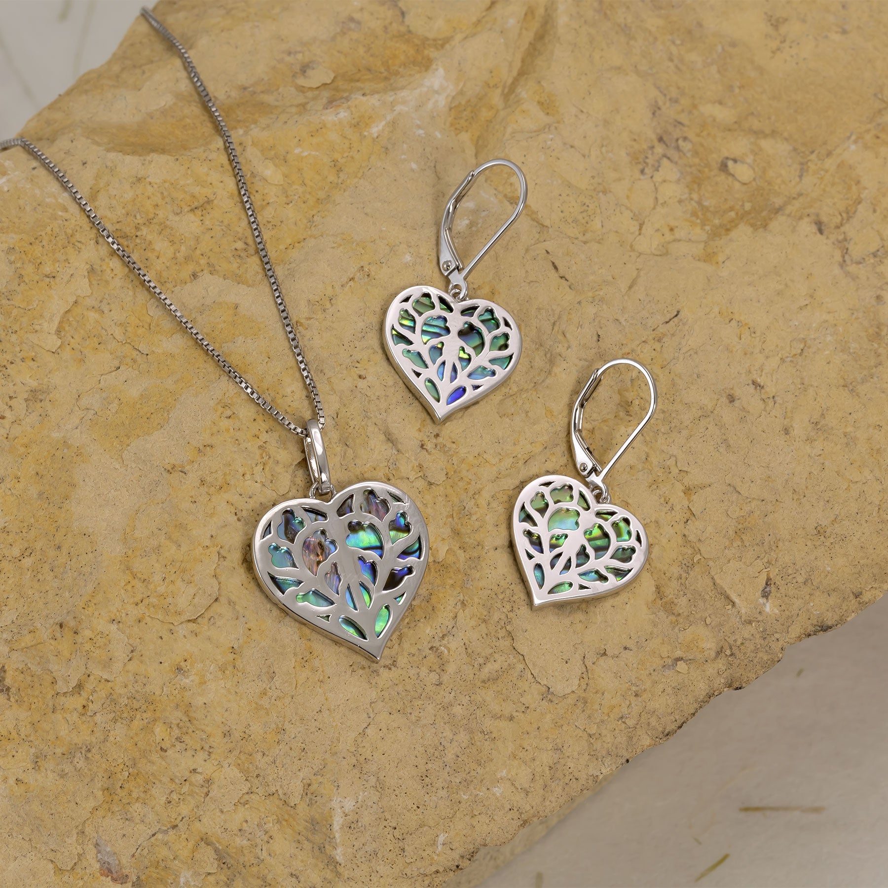 Silver Heart of Yorkshire Abalone Earrings