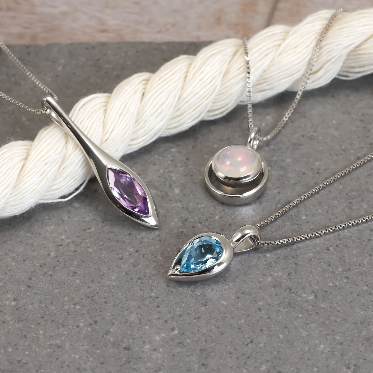 Sterling Silver & Opal Circles Pendant